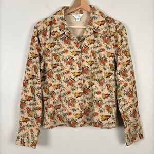 Christopher & Banks Womens Cottagecore Corduroy Shirt Jacket Sz PS Button Front